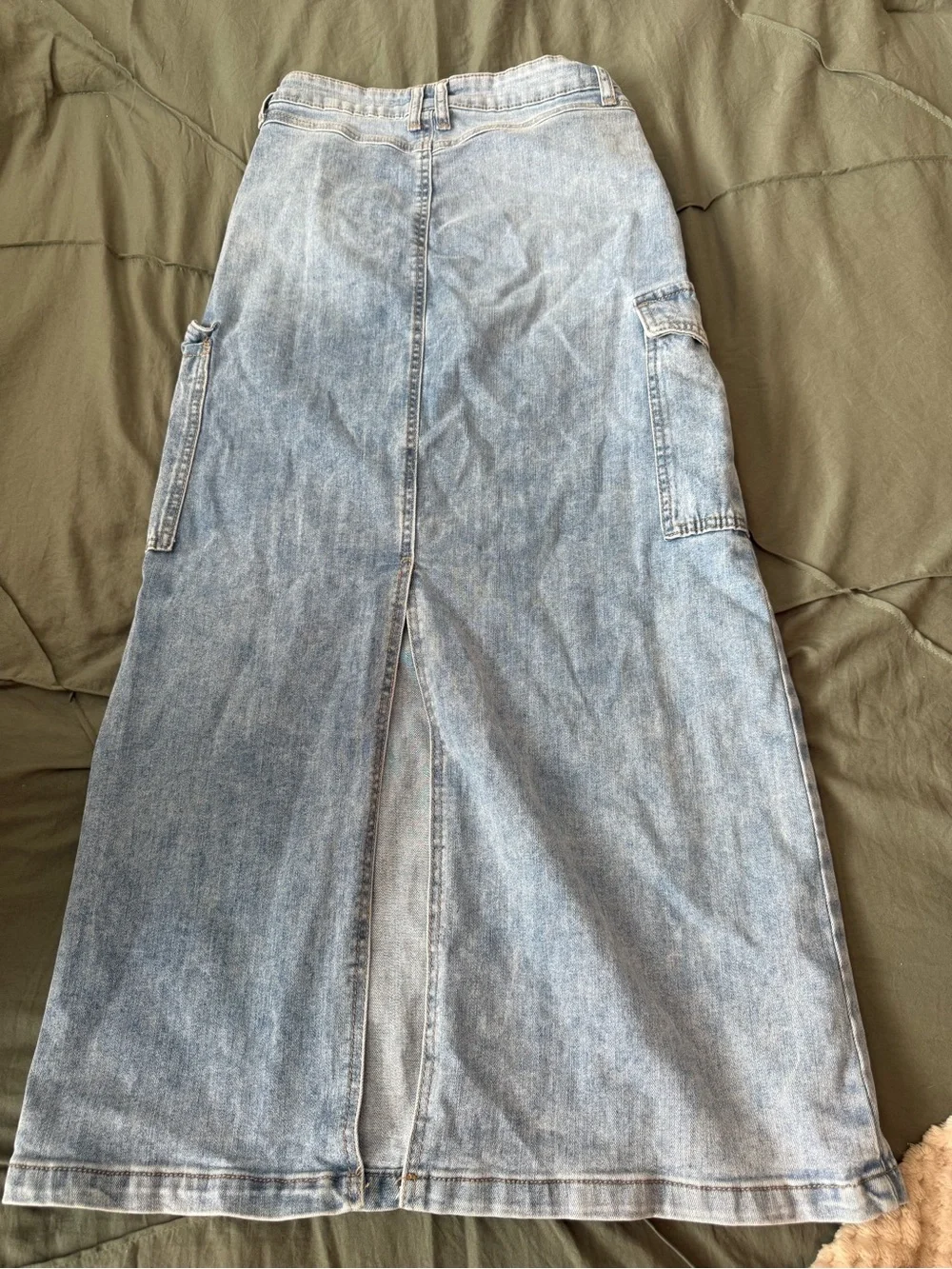 Rewash Light Blue Denim Skirt with Brand Patch